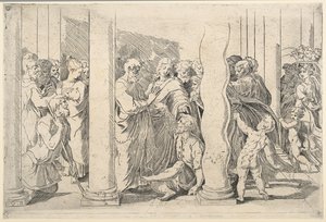 Die Heiligen Petrus und Johannes heilen den Lahmen am Goldenen Tor von Parmigianino