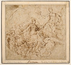 Studie der Krönung der Jungfrau für Santa Maria della Steccata, Parma von Parmigianino