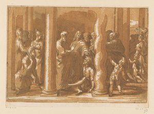 Heilige Petrus und Johannes heilen einen Lahmen von Parmigianino (attributed to)