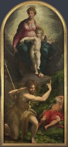 Die Madonna und das Kind mit den Heiligen Johannes dem Täufer und Hieronymus, 1527 von Parmigianino