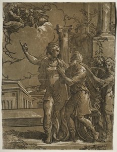 Tiburtinische Sibylle und Kaiser Augustus, ca. 1527-1530 von Parmigianino