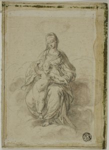 Jungfrau und Kind auf Wolken sitzend von Parmigianino