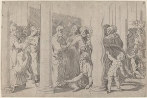 Die Heiligen Petrus und Johannes heilen den Lahmen am Goldenen Tor von Parmigianino after Raphael