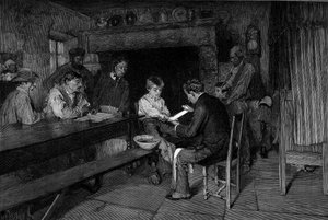 Der Unfall (1879): Ein Arzt heilt die Verletzung eines jungen Bauern. Gravur nach dem Gemälde von Pascal Dagnan-Bouveret (Dagnan Bouveret) (1852-1929). In „Das illustre Universum“ Nr. 1208 vom 22. Mai von Pascal Adolphe Jean Dagnan Bouveret