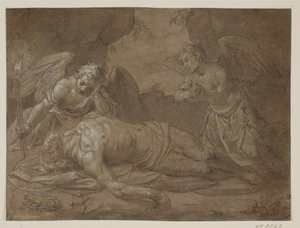 Der tote Christus, betrauert von zwei Engeln von Pasquale Ottino