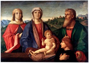 Madonna und Kind mit Heiligen und Stifter, um 1504