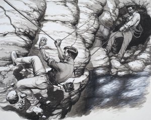 Kletternde Archäologen