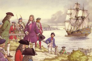 James Edward Stuart, der alte Prätendent, verlässt Schottland nach Frankreich