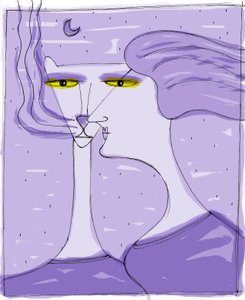 Strega del Tchesal (Chiesale): Hexe, die sich in eine Katze verwandelt, um Männer auszuspionieren. Illustration von Patrizia La Porta. von Patrizia La Porta