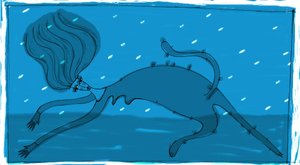 Strega del Tchesal (Chiesale): Hexe, die sich in eine Katze verwandelt, um Männer auszuspionieren. Illustration von Patrizia La Porta von Patrizia La Porta