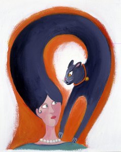 Frauenfrisur, die sich in eine Katze verwandelt - Illustration von Patrizia La Porta von Patrizia La Porta