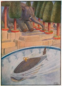 Der Wal begann zu ziehen, und der Elefant begann zu ziehen