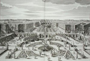 Die Große Kaskade des Fürstlichen Lustschlosses und Gärten, Berlin, graviert von Karl Remshard, veröffentlicht ca. 1711-16 (Gravur)