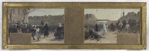 Skizze für das Büro des Präfekten im Hôtel de Ville: Truppenabzug während der Belagerung von Paris 1870 von Paul Albert Baudouin
