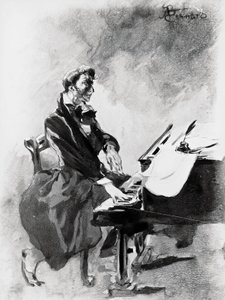 Der Komponist und Pianist Frederic Chopin spielt Klavier