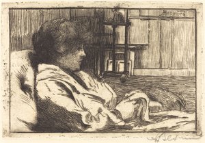Frau liest im Atelier von Paul Albert Besnard