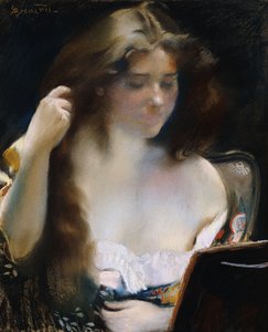 Junge Frau bei ihrer Toilette; Jeune Femme a sa Toilette von Paul Albert Besnard