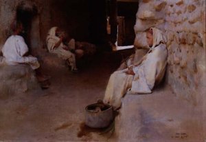 Araber ruhen sich in einer Gasse aus von Paul Alexander Alfred Leroy