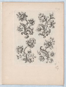 Serie kleiner Blumenmotive, Platte 2, ca. 1670-85 von Paul Androuet Du Cerceau