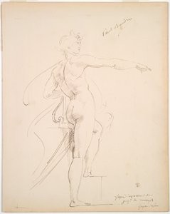 Studie von Apollo für Marsyas (recto); Gesicht im Profil (verso) von Paul Baudry