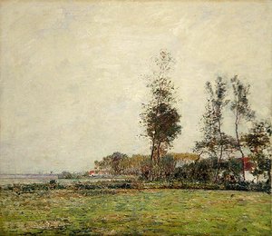 Holland, Landschaft mit Bäumen und Häusern von Paul Baum