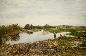 Landschaft mit drei Figuren von Paul Baum