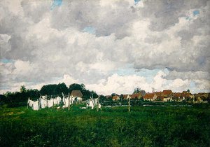 Mecklenburg, Landschaft mit der kleinen Stadt Schwann an der Warnow