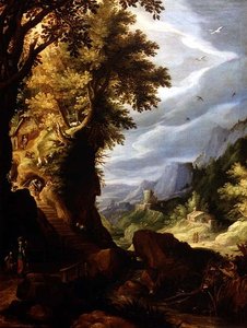Eine bergige bewaldete Landschaft