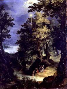 Landschaft, die die Taufe Christi und die Taufpredigt darstellt