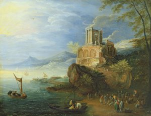 Meeresküste mit dem Tempel der Vesta