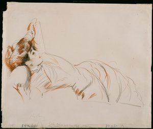 Eine elegante Dame liegend