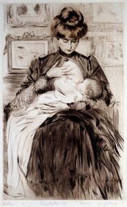 Mutterschaft. Zeichnung von Paul Helleu (1859-1927), 20. Jahrhundert. Bayonne, Musée Bonnat von Paul Cesar Helleu
