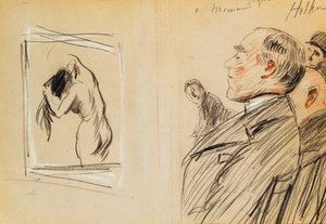 Monsieur Fiquet bewundert ein Pastell von Degas von Paul Cesar Helleu