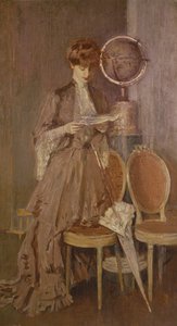 Porträt von Mme Helleu, die einen Brief liest von Paul Cesar Helleu