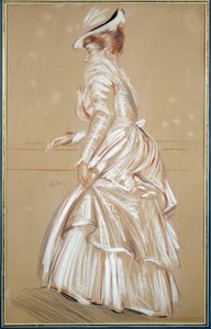 Porträt einer Frau in Weiß, Zeichnung von Paul Helleu, 20. Jahrhundert, Bayonne, Musee Bonnat von Paul Cesar Helleu