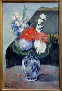 Blumenstrauß mit kleinem Delfter. Gemälde von Paul Cézanne (1839-1906) von Paul Cézanne