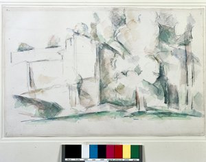 Haus durch die Bäume von Paul Cézanne