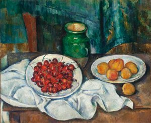 Stillleben mit Kirschen und Pfirsichen von Paul Cézanne