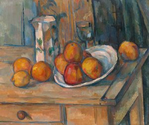 Stillleben mit Milchkrug und Obst von Paul Cézanne