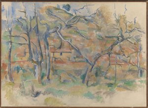Bäume und Haus, Provence von Paul Cézanne