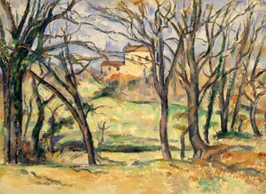 Bäume und Häuser in der Nähe des Jas de Bouffan von Paul Cézanne