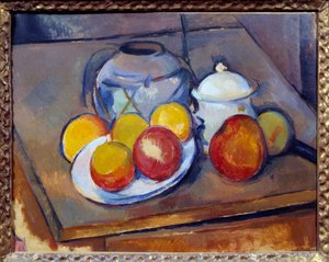 Vase, Zuckerdose und Äpfel (Gemälde von Paul Cezanne) von Paul Cézanne