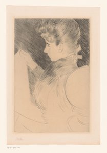Porträt einer unbekannten lesenden Frau von Paul César Helleu (signed by artist)