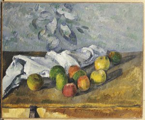 Äpfel und eine Serviette von Paul Cézanne