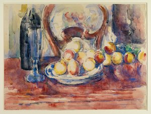 Äpfel, Flasche und Stuhllehne, ca. 1904-06 von Paul Cézanne