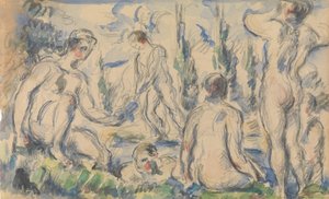 Badende recto, Landschaft verso, ca. 1888 recto von Paul Cézanne