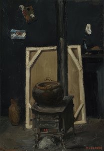Der Ofen im Atelier. Um 1865