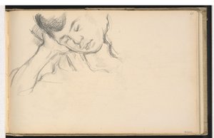 Figur, die den Kopf auf die Hand stützt