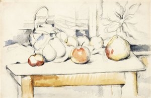 Ingwertopf und Obst auf einem Tisch, 1888-90 von Paul Cézanne
