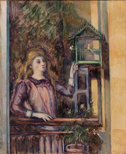 Mädchen mit Vogelkäfig von Paul Cézanne